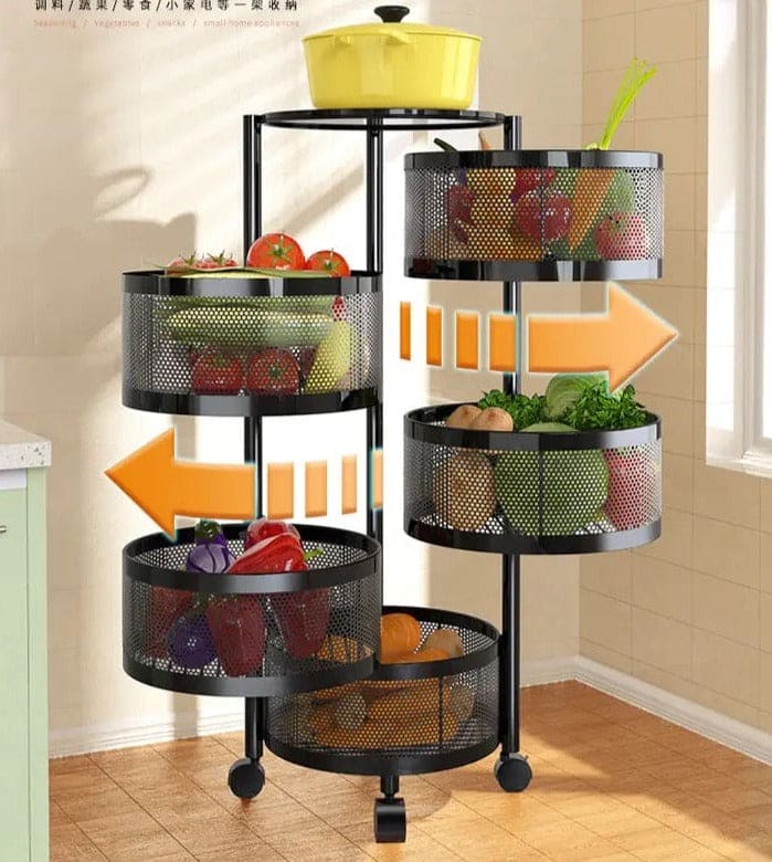 Round Multi Tier Rotary Storage Basket, 360 Degree Rotatable Kitchen Shelf, Multilayer Living Room Basket, Multifunction Fruit And Vegetable Basket, Storage Basket Rack, Floor Stand Multi Tier Drawer Rolling Trolley Cart Round Multi Tier Rotary Storage Basket, 360 Degree Rotatable Kitchen Shelf, Multilayer Living Room Basket, Multifunction Fruit And Vegetable Basket, Storage Basket Rack, Floor Stand Multi Tier Drawer Rolling Trolley Cart